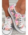 Floral Print Sneakers Tennis Shoes Women Canvas Shoes Low Cut Lace up Walking Shoes