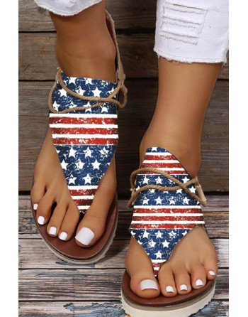 Flip Flops for Women USA Flag Print Sandals Summer Beach Shoes