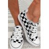 Women Canvas Shoes Checkerboard Low Top Lace Up Sneakers Shoes