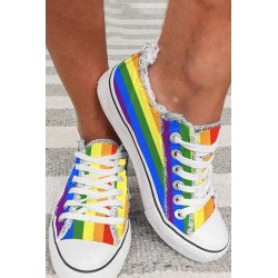 Rainbow Pride Canvas Shoes Low Top Lace up Sneakers Casual Shoes