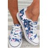 Womens Canvas Shoes Floral Print Low Cut Lace up Walking Shoes