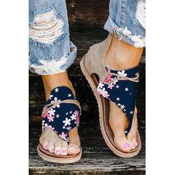 Floral Print Flip Flops Sandals Summer Flat Sandals For Women