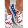 Women  s Canvas Shoes USA Flag Print Casual Slip on Shoes