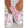 Women  s Canvas Low Top Sneaker Flamingo Print Lace-up Shoes