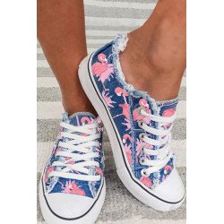 Women  s Canvas Shoes Low Top Flamingo Print Slip on Walking Shoe