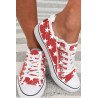 Women's Star Print Canvas Shoes Lace Up Low Top Sneakers Shoes for Walking