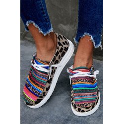 Women  s Lace Up Loafers Print Slip On Flat Shoes