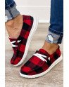 Canvas Shoes For Women Slip On Walking Shoes Plaid Lace Up Flat Shoes