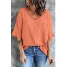 Women's Casual Short Sleeve T Shirts V Neck Chest Pocket Knit Blouse Top