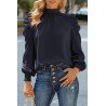 Mock Neck Puff Long Sleeve Blouses Chiffon Casual Loose Shirts Tops