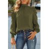 Mock Neck Puff Long Sleeve Blouses Chiffon Casual Loose Shirts Tops