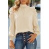 Mock Neck Puff Long Sleeve Blouses Chiffon Casual Loose Shirts Tops