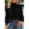 Mock Neck Puff Long Sleeve Blouses Chiffon Casual Loose Shirts Tops
