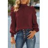 Mock Neck Puff Long Sleeve Blouses Chiffon Casual Loose Shirts Tops