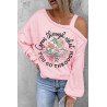 Floral Graphic Print One Shoulder Sweatshirt for Women