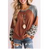 Long Sleeve Waffle Knit Orange Blouse With Twist Knot