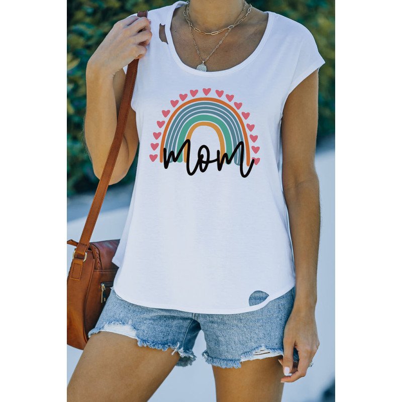 Womens LGBT Rainbow Graphic Tee Summer Mothers Day Graphic Tank Top