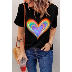 Women's Rainbow Heart T Shirt Pride Casual Summer Lesbian Short Sleeve Top Blouse