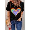 Women's Rainbow Heart T Shirt Pride Casual Summer Lesbian Short Sleeve Top Blouse