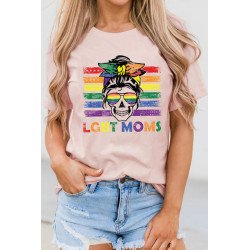 Pride Shirt Women Rainbow T-Shirt LGBT Moms Skull Print T Shirts