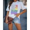 Pride Rainbow American Flag Print LGBT T Shirt Casual Short Sleeve Tops