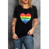 Pride Shirt Women Rainbow Graphic Tshirts Rainbow Heart LGBTQ Print Tee Tops