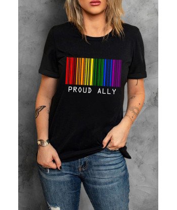 Proud Ally Rainbow Bar Code Print T Shirt LGBT Equality Casual Summer Shirt