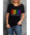 Proud Ally Rainbow Bar Code Print T Shirt LGBT Equality Casual Summer Shirt