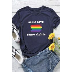 Same Love Same Rights Rainbow Print Short Sleeve T Shirt Print LGBT Equality Shirts