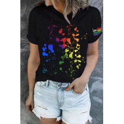 Rainbow Dot Printing Love T Shirt Women Short Sleeve T Shirt Top