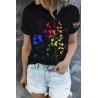 Rainbow Dot Printing Love T Shirt Women Short Sleeve T Shirt Top