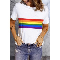 Women's Pride Rainbow Stripes Casual T Shirt Short Sleeve Tops