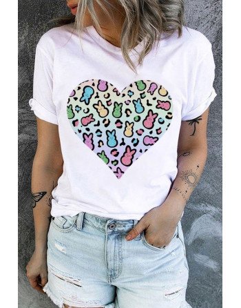 Cute Bunny Graphic T Shirt Short Sleeve Tee Tops for Women