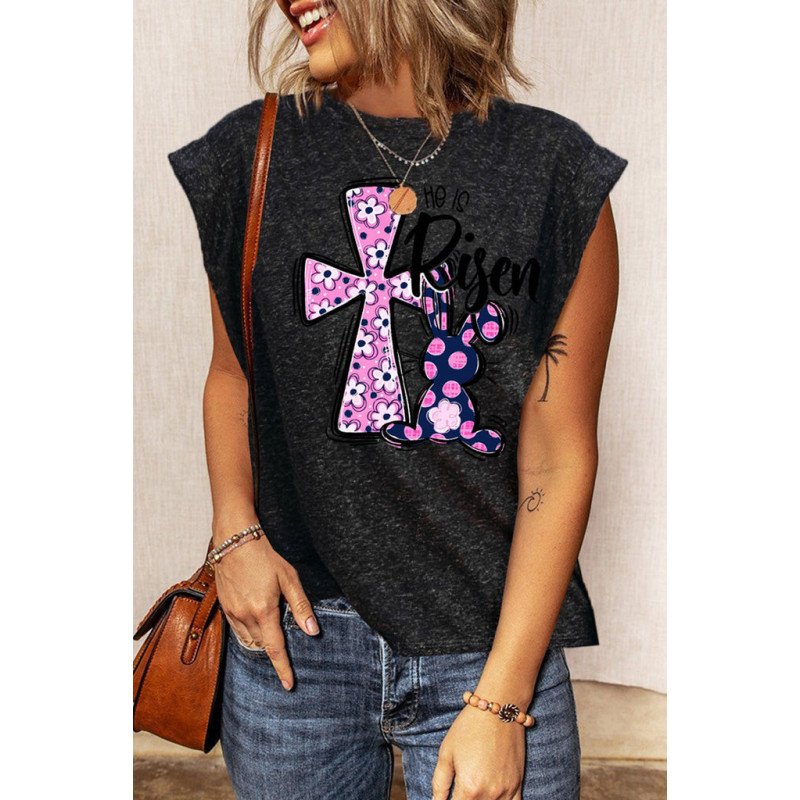 Casual Tank Top for Women Easter Rabbit Sleeveless T Shirt