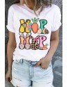 Cute Easter Bunny Print T Shirt for Women Casual Summer Tee Tops