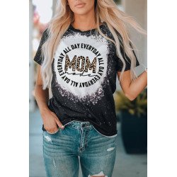 Mama Vintage Bleached T-Shirt Women Mom Leopard Short Sleeve Graphic Tee