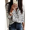 Print Turn-Down Collar Long Sleeve Blouse