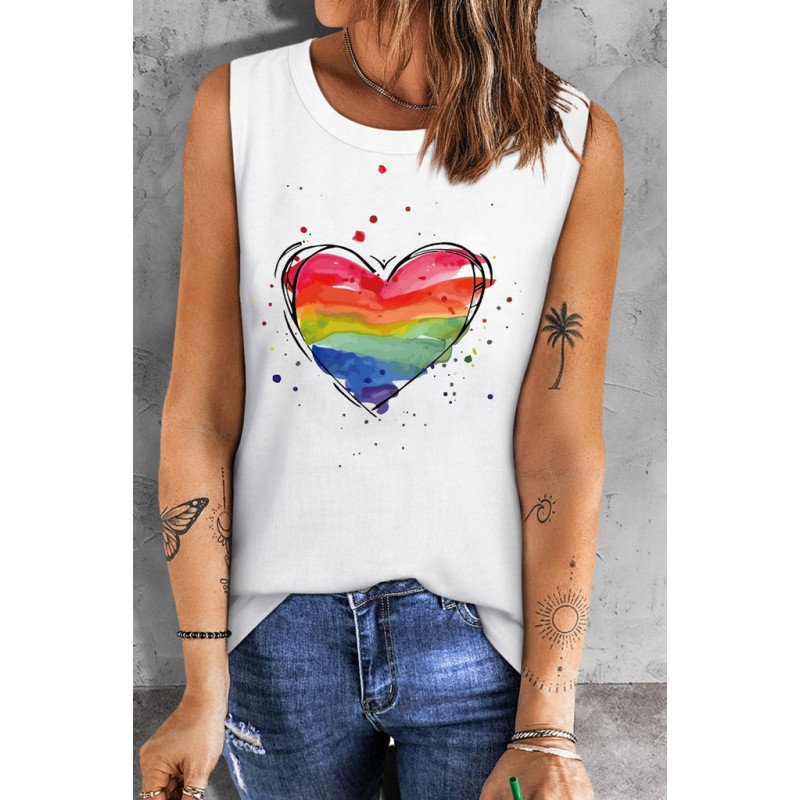 Heart Shaped Graphic Tank Tops for Womens Pride Loose Sleeveless Shirts