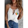 Women's Rainbow Heart Shape Tank Tops Summer Cut Out Sleeveless Tops Shirts