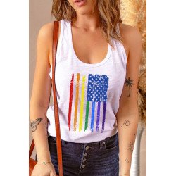 Women's Vintage Rainbow Flag Print Workout Tank Top LGBTQ Gifts
