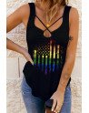 Women's Rainbow American Flag Tank Tops for Women Sleeveless Lace Up T-Shirt