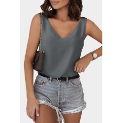 Deep V Neck Loose Tank Top Loose Sleeveless T Shirt Blouse