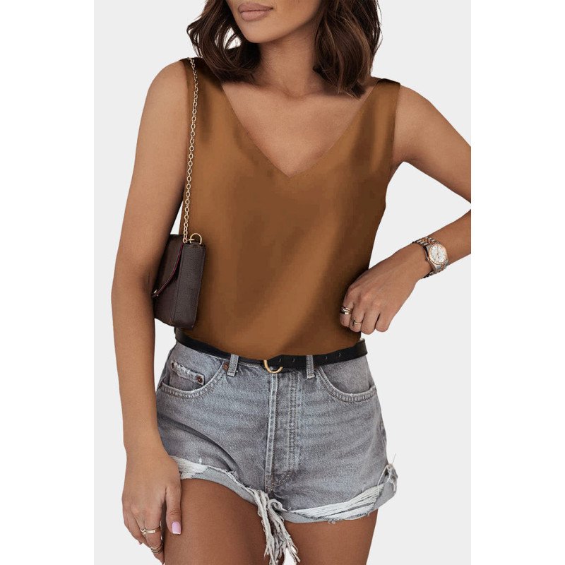 Deep V Neck Loose Tank Top Loose Sleeveless T Shirt Blouse