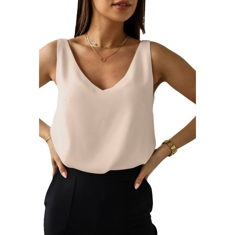 Deep V Neck Loose Tank Top Loose Sleeveless T Shirt Blouse