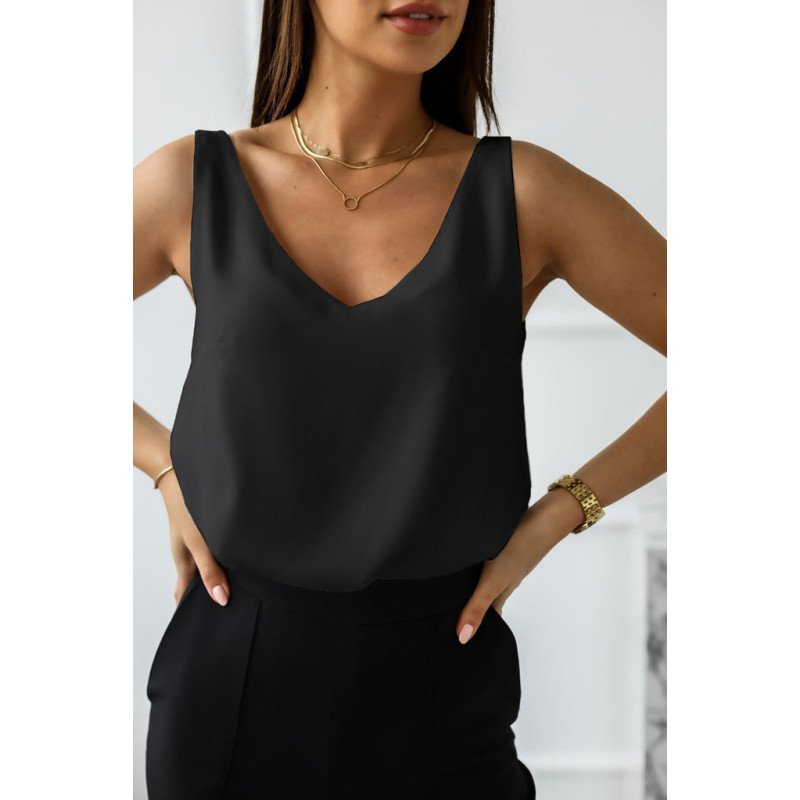 Deep V Neck Loose Tank Top Loose Sleeveless T Shirt Blouse