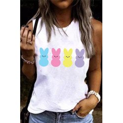 Women's Easter Bunny Print Tank Top Casual Sleeveless Top