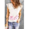 Floral Print Tank Top for Women Lace Trim Sleeveless T Shirt