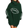 Womens Turtleneck Oversized Sweater Dresses Print Pullover Ribbed Knit Dress