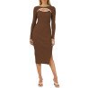 Women's Bodycon Midi Dress Long Sleeve Cut Out Ribbed Knit Party Club Dress