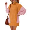 Women Casual Turtleneck Oversized Sweater Dresses Ribbed Baggy Pullover Knit Dress
